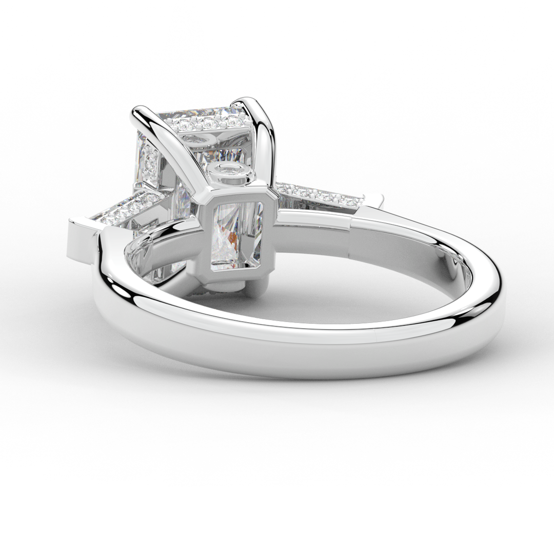 3.45CT.TW RADIANT LAB DIAMOND 3 STONE ENGAGEMENT RING