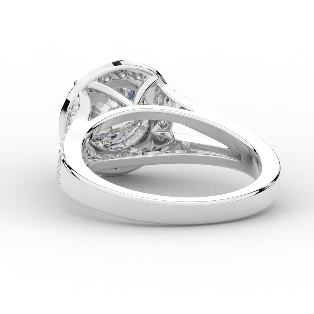 2.50CT.TW ROUND LAB DIAMOND SPLIT SHANK HALO ENGAGEMENT RING - Nazarelle