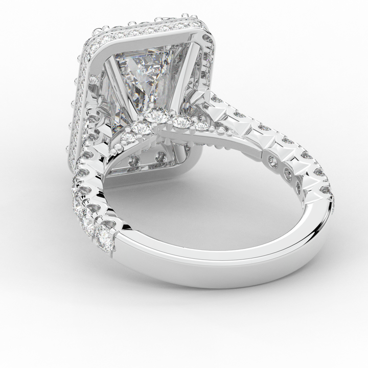 4.50CT.TW EMERALD CUT LAB DIAMOND HALO ENGAGEMENT RING