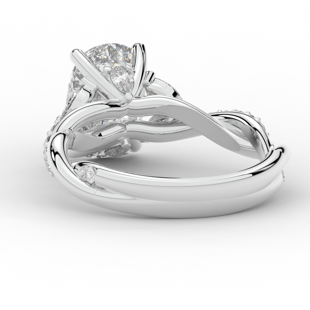 2.40CT.TW CUSHION LAB DIAMOND TWIST BAND ENGAGEMENT RING