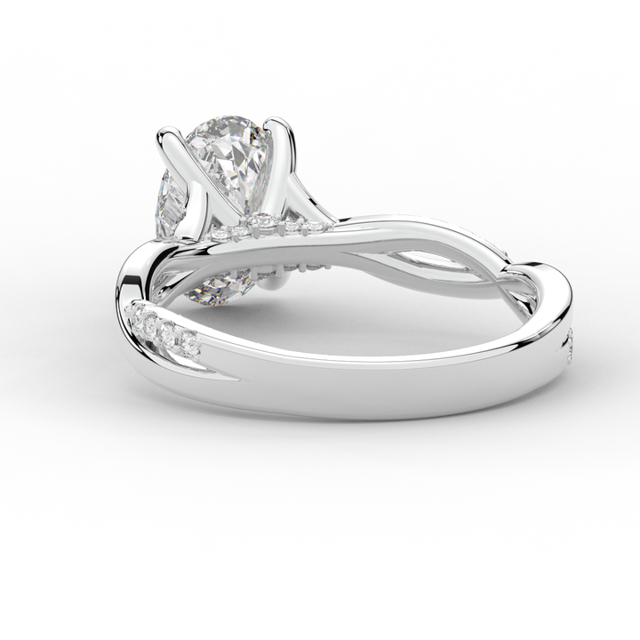 1.70CT.TW OVAL LAB DIAMOND TWIST BAND ENGAGEMENT RING