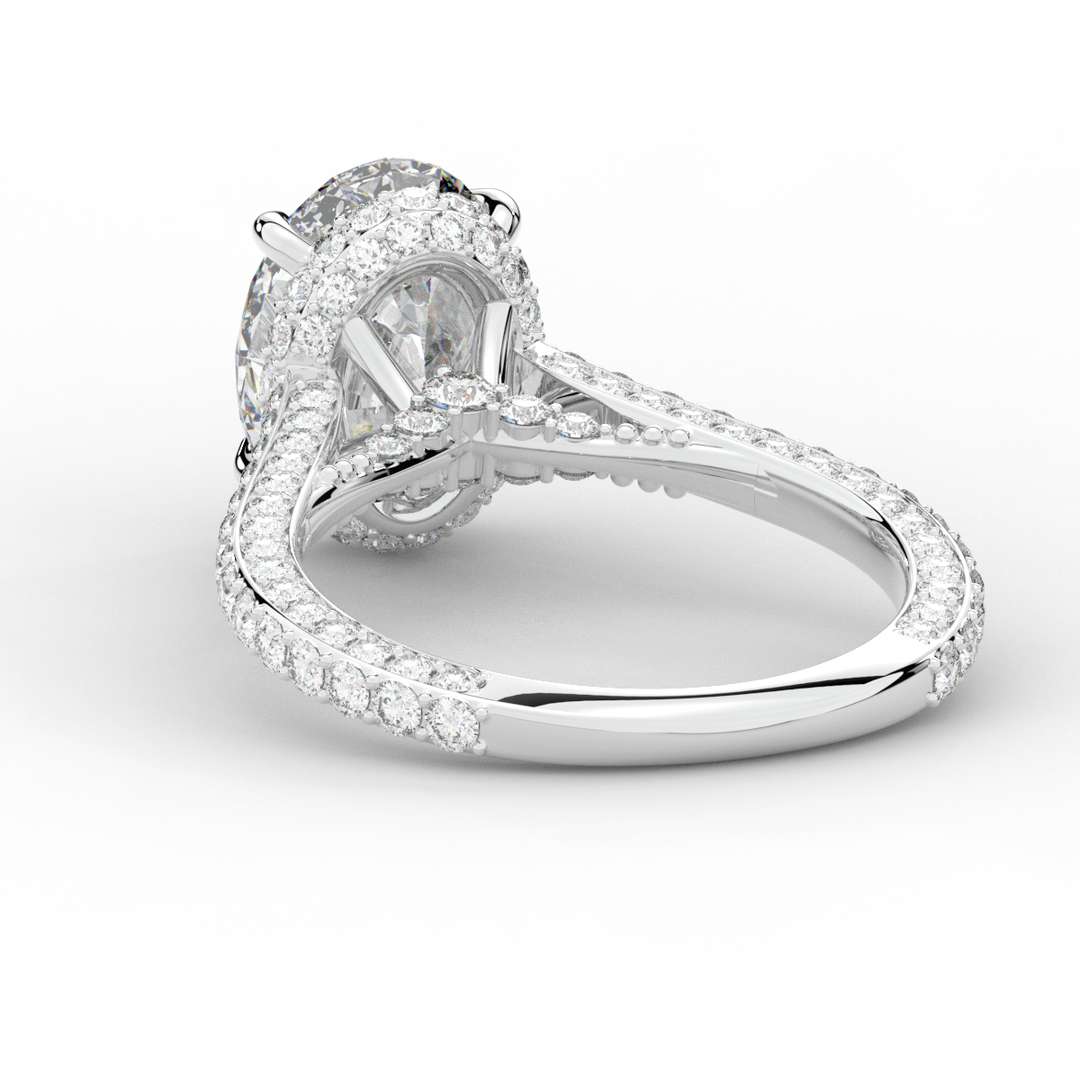 4.00CT.TW OVAL LAB DIAMOND UNDERHALO SOLITAIRE ENGAGEMENT RING