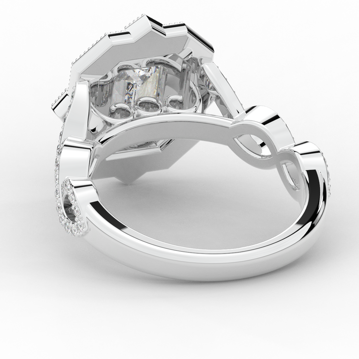 1.90CT.TW EMERALD CUT LAB DIAMOND HALO ENGAGEMENT RING