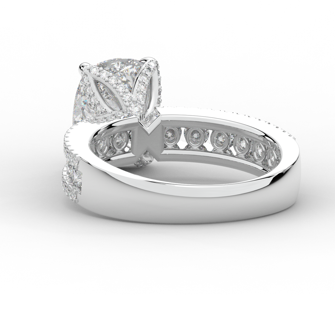 3.95CT.TW CUSHION LAB DIAMOND SOLITAIRE ENGAGEMENT RING