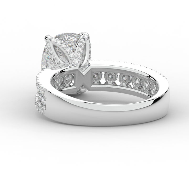 3.95CT.TW CUSHION LAB DIAMOND SOLITAIRE ENGAGEMENT RING