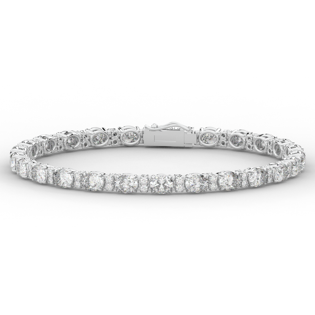 9.25CT.TW OVAL AND ROUND LAB DIAMOND TENNIS BRACELET - Nazarelle