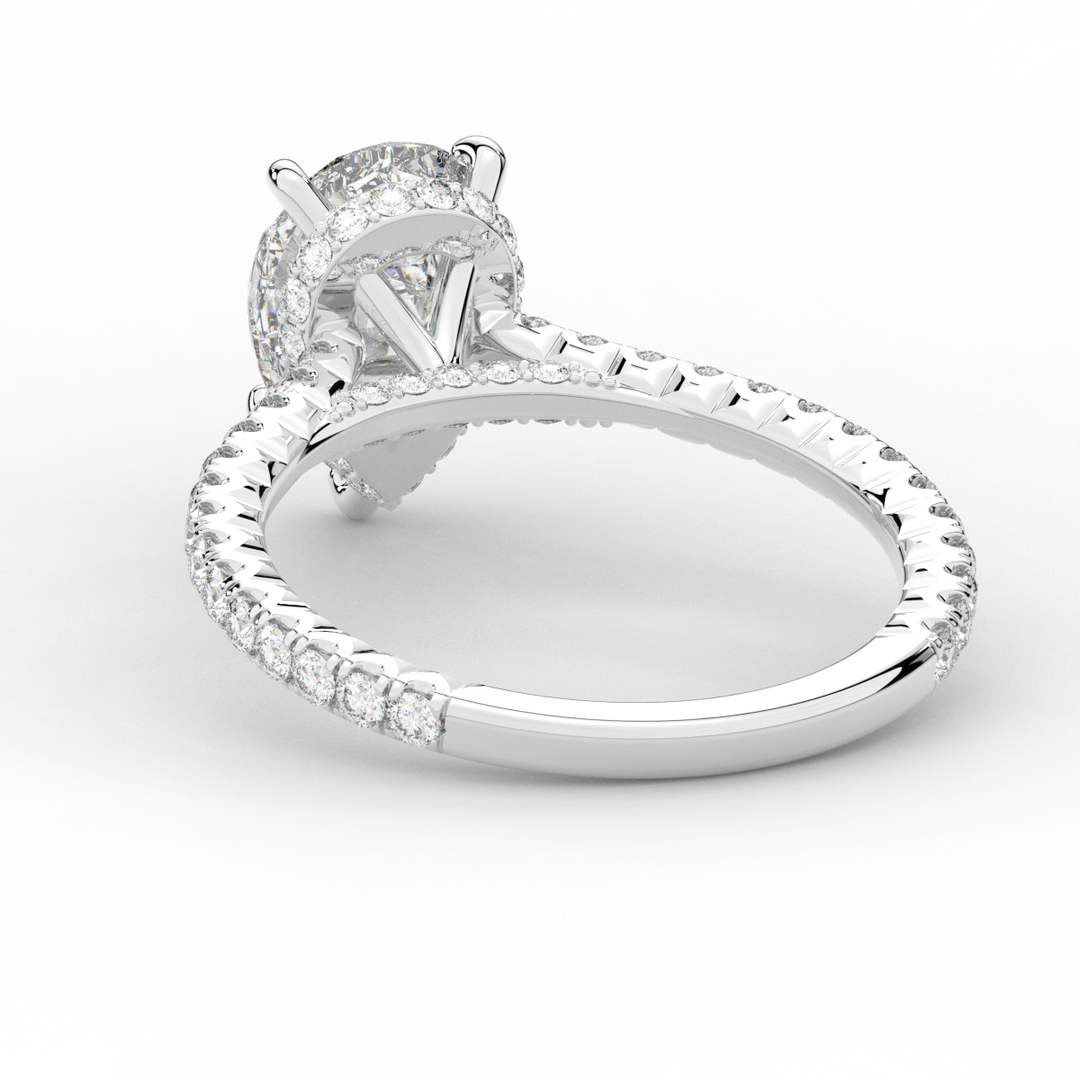 2.50CT.TW PEAR LAB DIAMOND UNDERHALO SOLITAIRE ENGAGEMENT RING