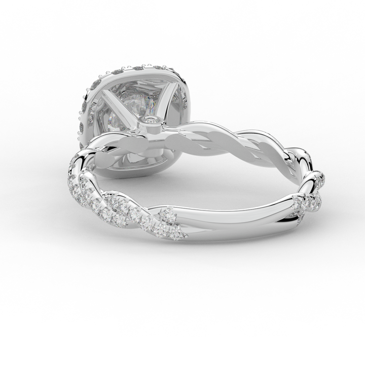 1.55CT.TW ROUND LAB DIAMOND HALO TWIST ENGAGEMENT RING