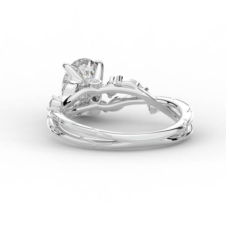 1.75CT.TW OVAL LAB DIAMOND STYLIZED VINE AND TREE BARK FINISH ENGAGEMENT RING - Nazarelle