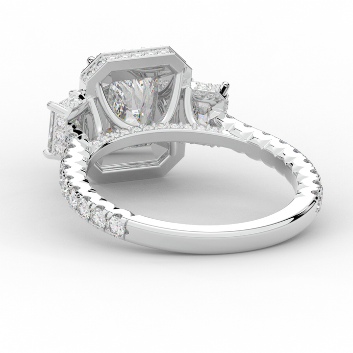 3.20CT.TW RADIANT LAB DIAMOND 3 STONE ENGAGEMENT RING