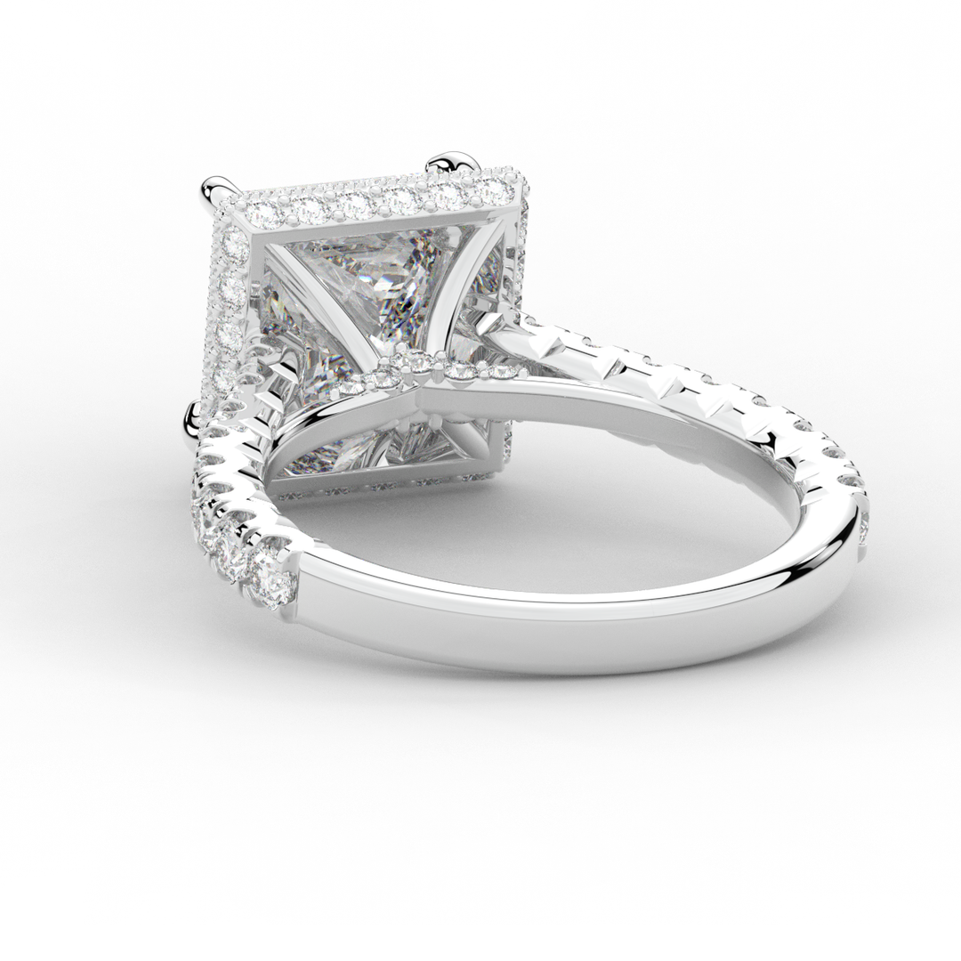 3.90CT.TW PRINCESS LAB DIAMOND HALO ENGAGEMENT RING