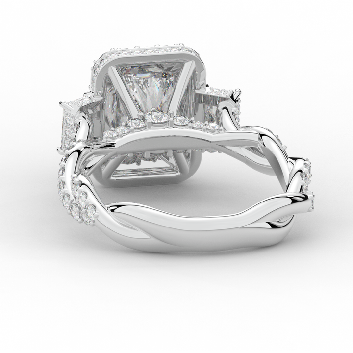 4.70CT.TW RADIANT LAB DIAMOND 3 STONE ENGAGEMENT RING