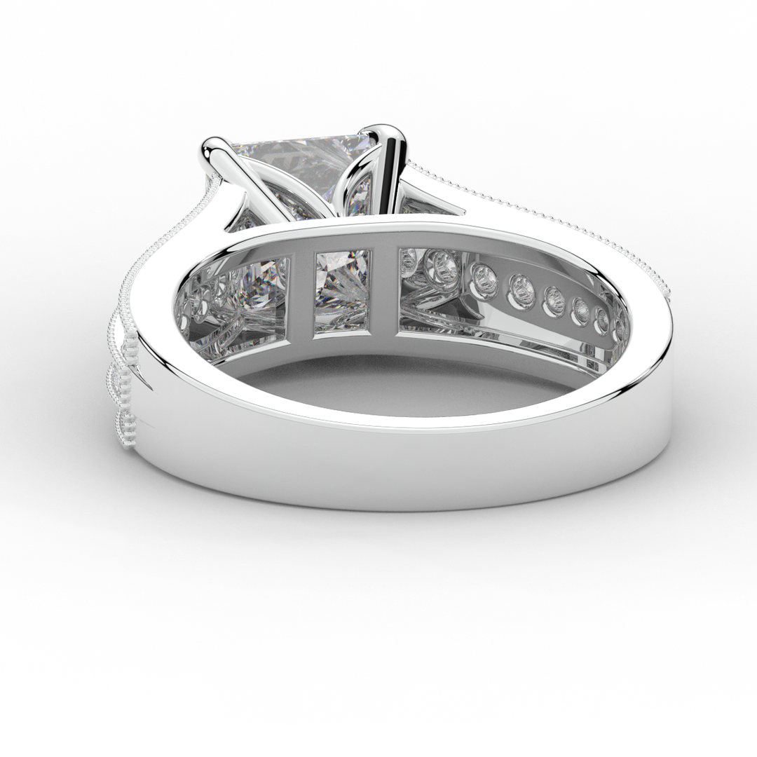 3.55CT.TW PRINCESS LAB DIAMOND ENGAGEMENT RING