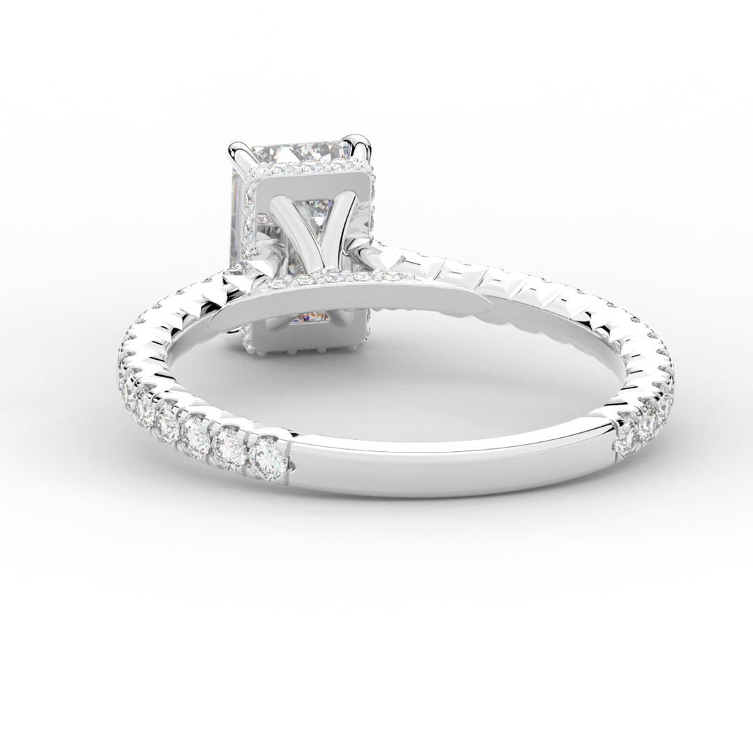 2.10CT.TW EMERALD CUT LAB DIAMOND UNDERHALO SOLITAIRE ENGAGEMENT RING