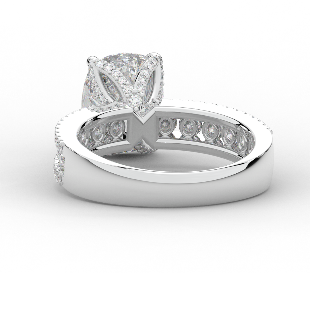 3.95CT.TW CUSHION LAB DIAMOND SOLITAIRE ENGAGEMENT RING