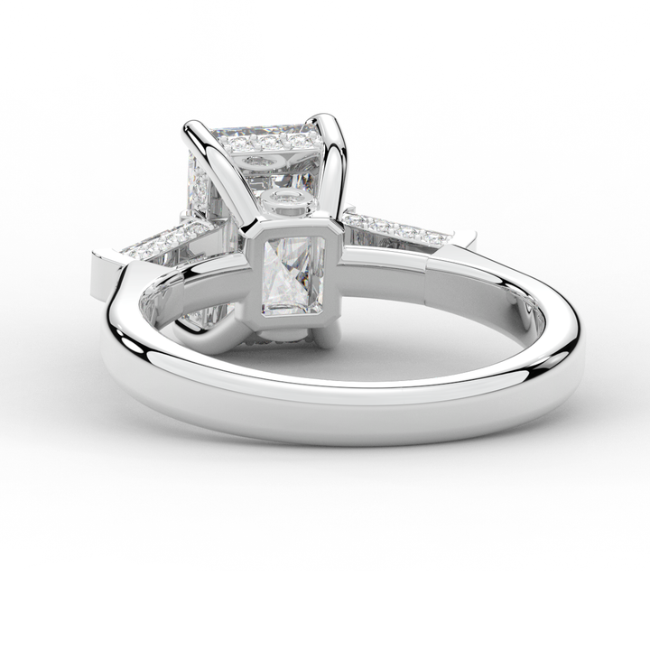 3.45CT.TW RADIANT LAB DIAMOND 3 STONE ENGAGEMENT RING