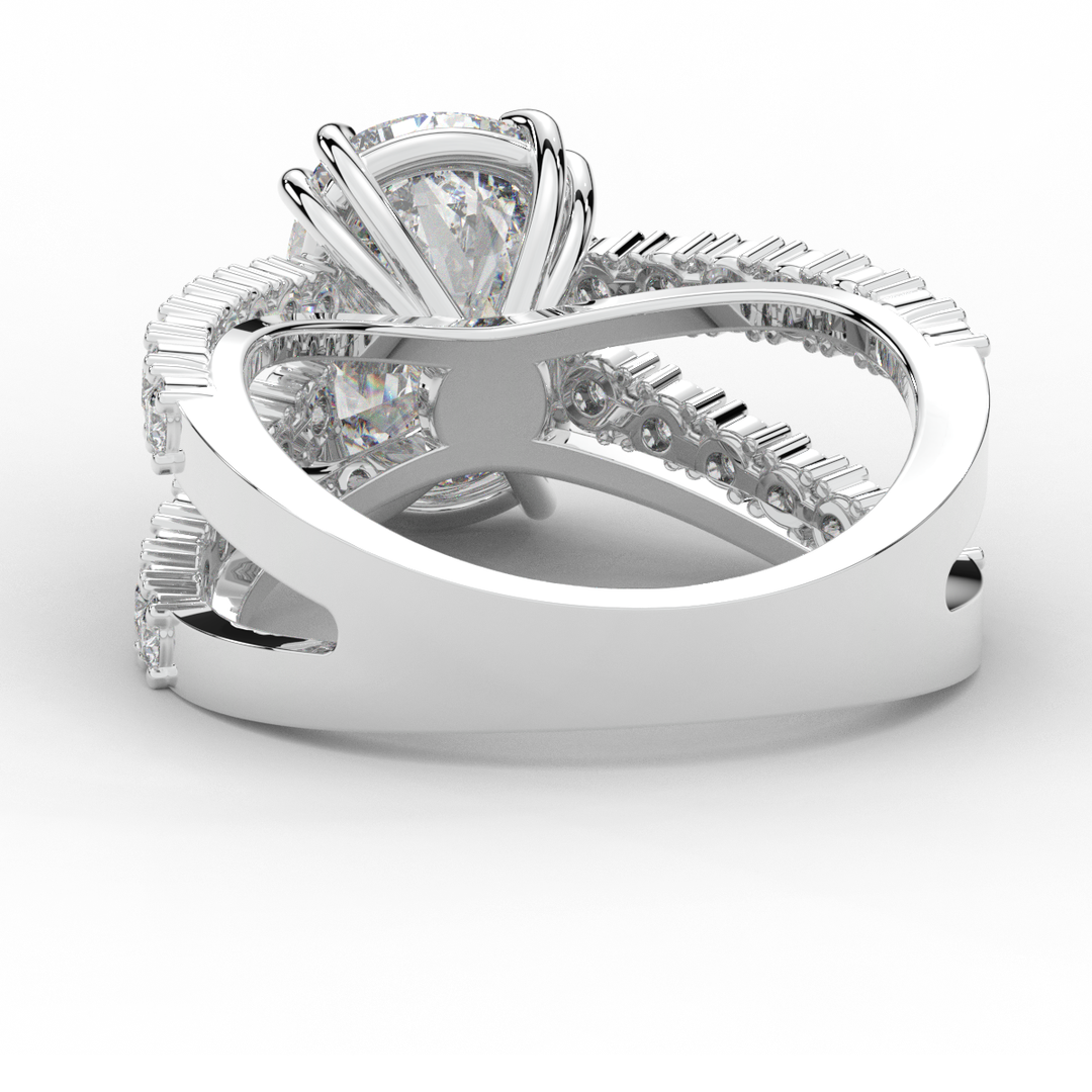 3.75CT.TW CUSHION LAB DIAMOND SPLIT BAND ENGAGEMENT RING