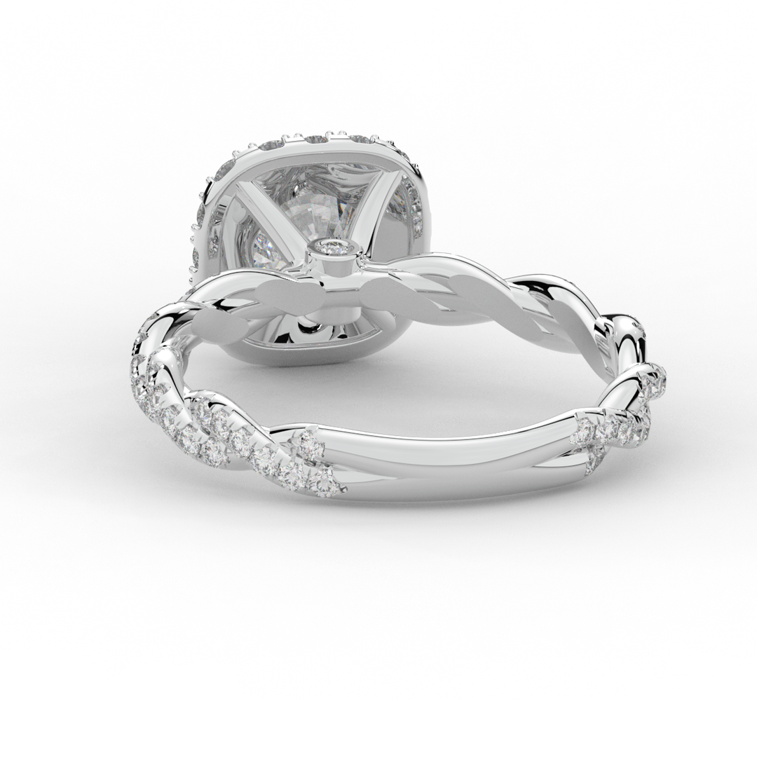 1.55CT.TW ROUND LAB DIAMOND HALO TWIST ENGAGEMENT RING