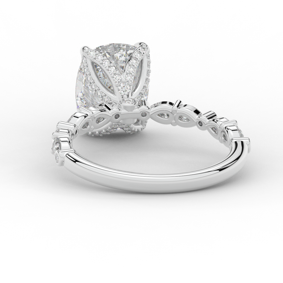 3.60CT.TW CUSHION LAB DIAMOND SOLITAIRE ENGAGEMENT RING