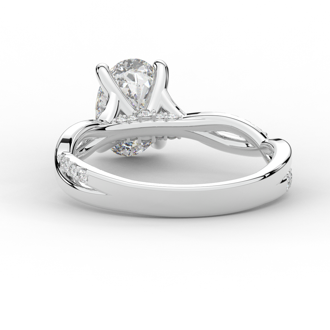 1.70CT.TW OVAL LAB DIAMOND TWIST BAND ENGAGEMENT RING