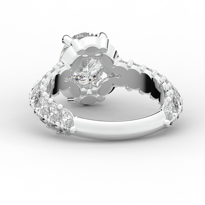 3.10CT.TW OVAL LAB DIAMOND HALO ENGAGEMENT RING