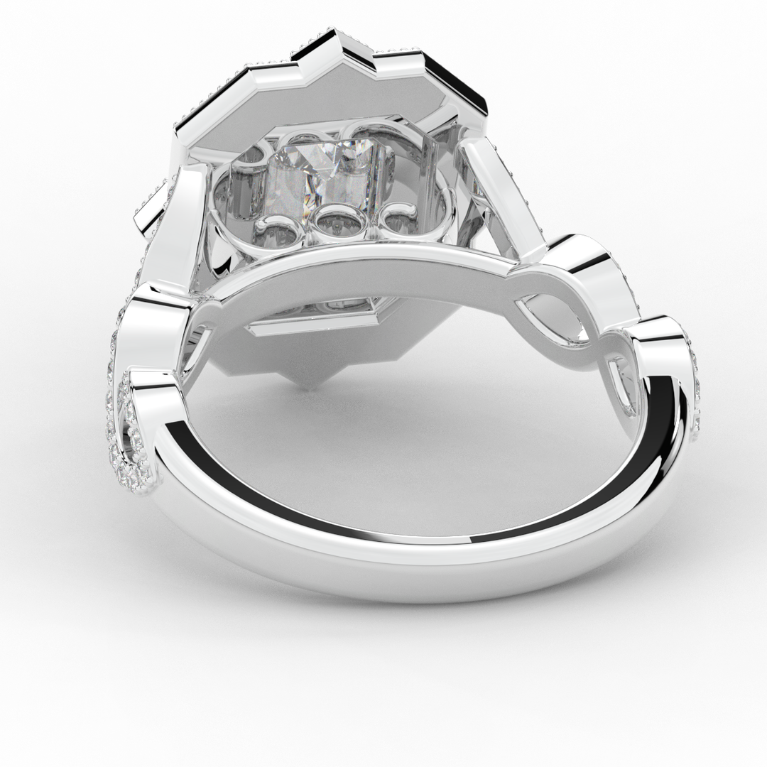 1.90CT.TW EMERALD CUT LAB DIAMOND HALO ENGAGEMENT RING