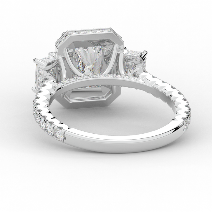 3.20CT.TW RADIANT LAB DIAMOND 3 STONE ENGAGEMENT RING