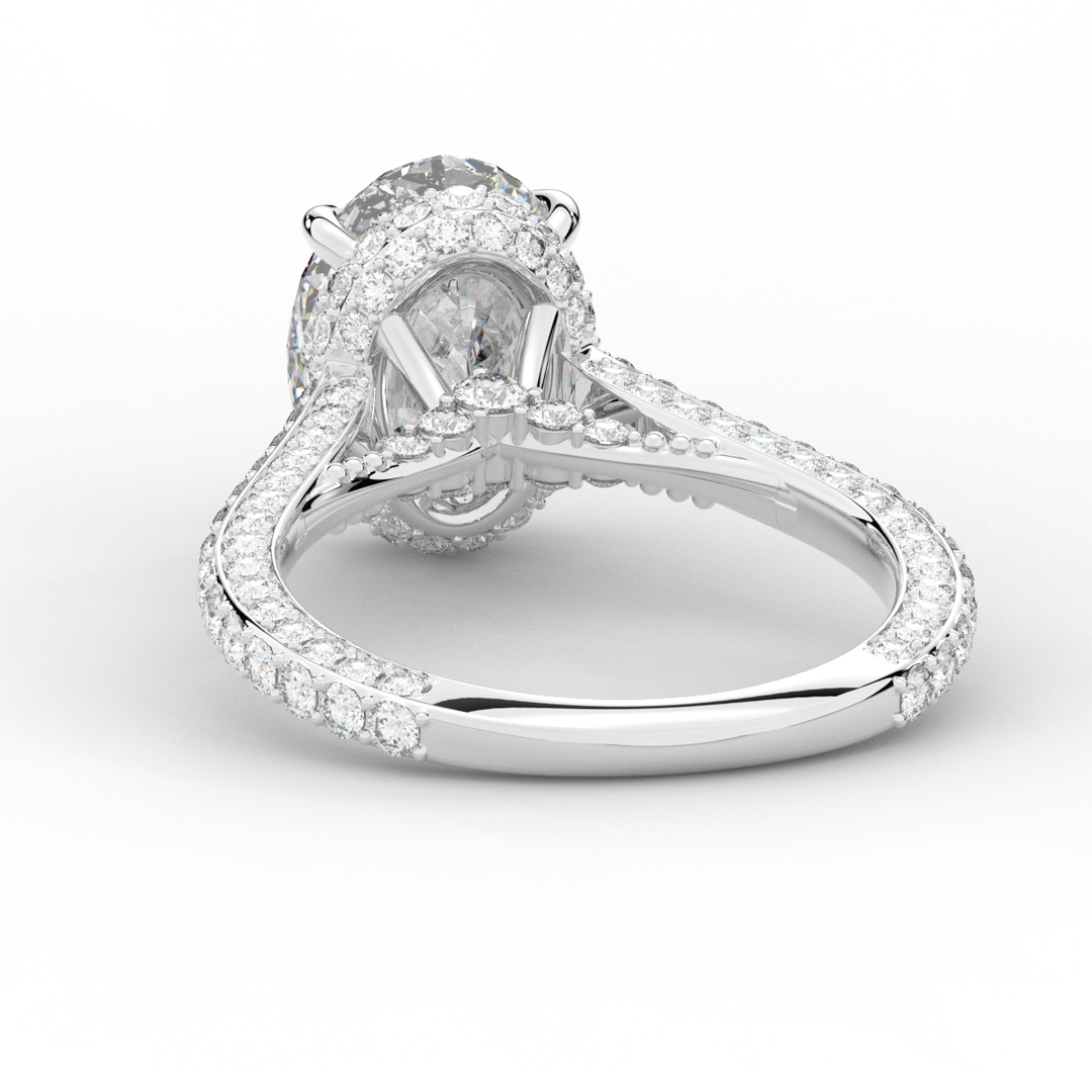 4.00CT.TW OVAL LAB DIAMOND UNDERHALO SOLITAIRE ENGAGEMENT RING