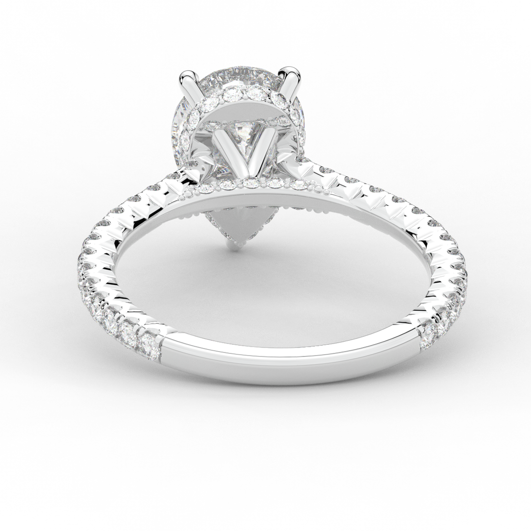 2.50CT.TW PEAR LAB DIAMOND UNDERHALO SOLITAIRE ENGAGEMENT RING