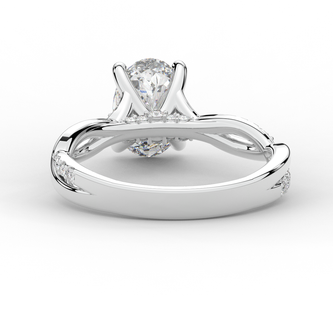 1.70CT.TW OVAL LAB DIAMOND TWIST BAND ENGAGEMENT RING