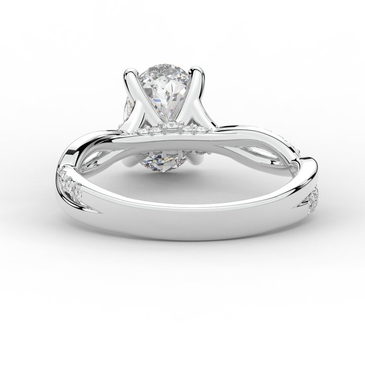 1.70CT.TW OVAL LAB DIAMOND TWIST BAND ENGAGEMENT RING