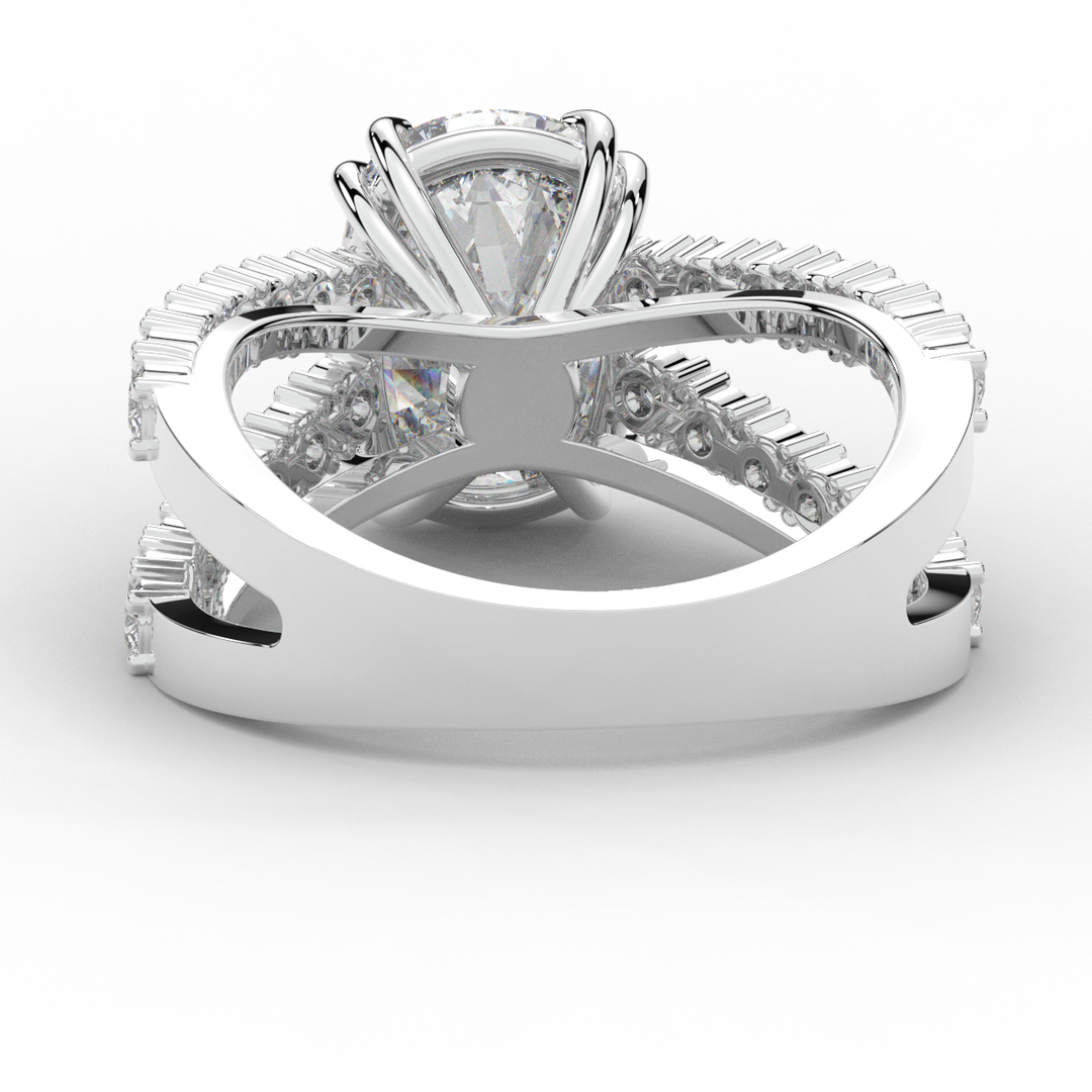 3.75CT.TW CUSHION LAB DIAMOND SPLIT BAND ENGAGEMENT RING