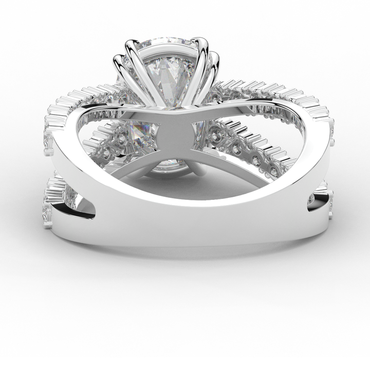 3.75CT.TW CUSHION LAB DIAMOND SPLIT BAND ENGAGEMENT RING