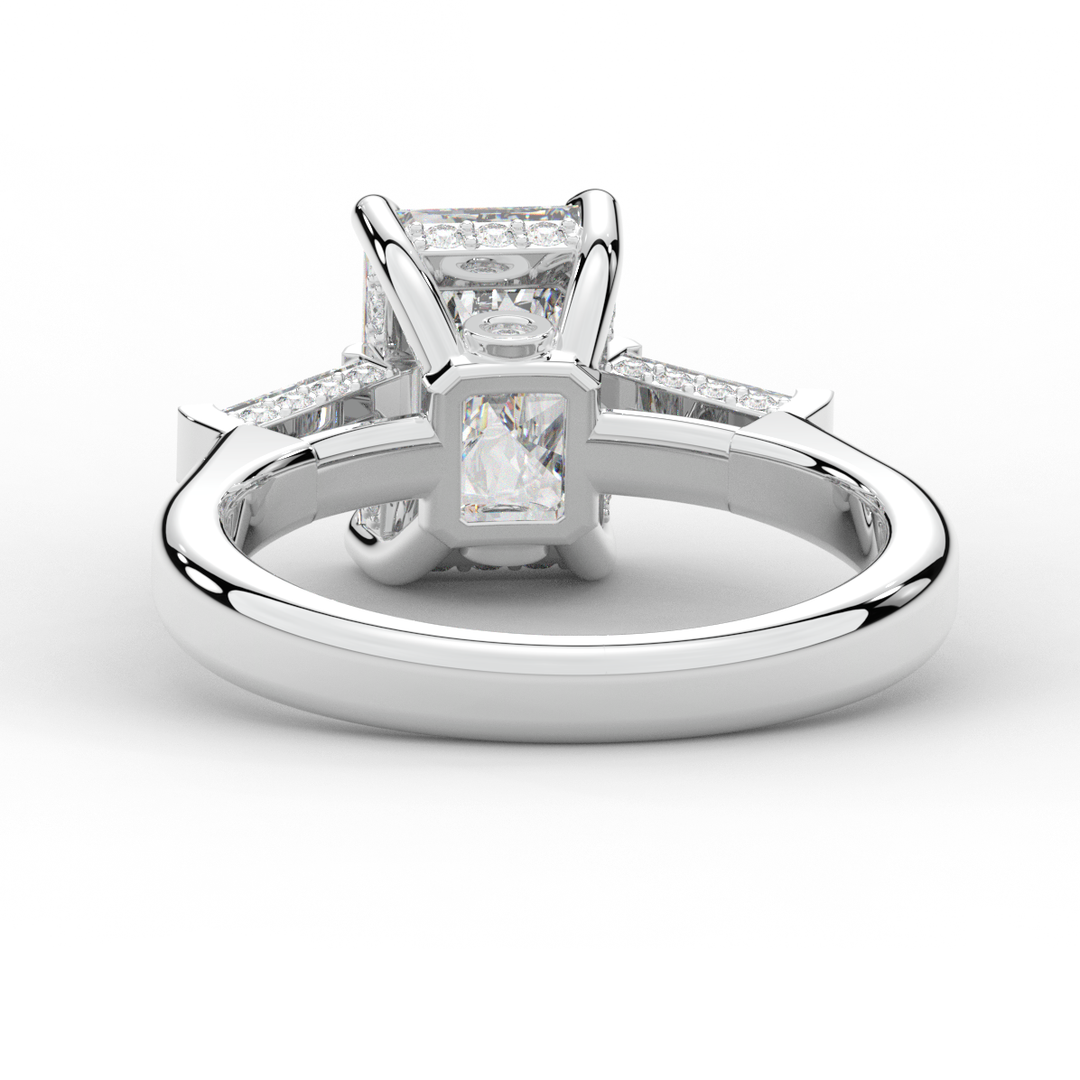 3.45CT.TW RADIANT LAB DIAMOND 3 STONE ENGAGEMENT RING