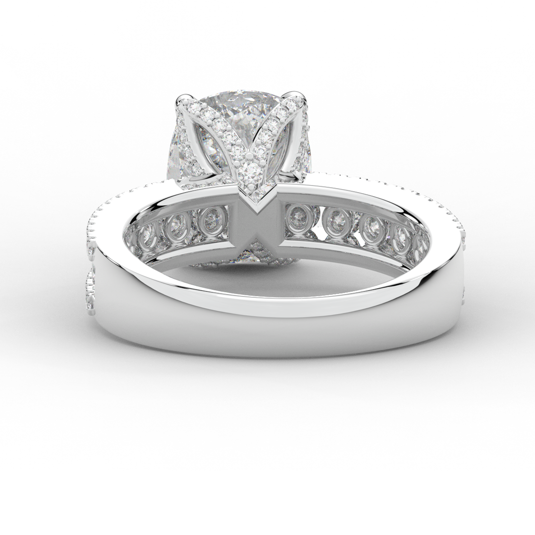 3.95CT.TW CUSHION LAB DIAMOND SOLITAIRE ENGAGEMENT RING