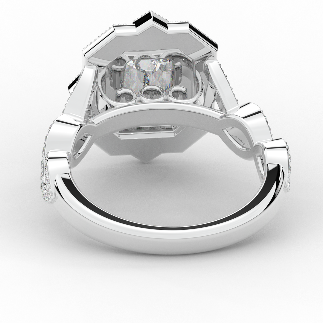 1.90CT.TW EMERALD CUT LAB DIAMOND HALO ENGAGEMENT RING