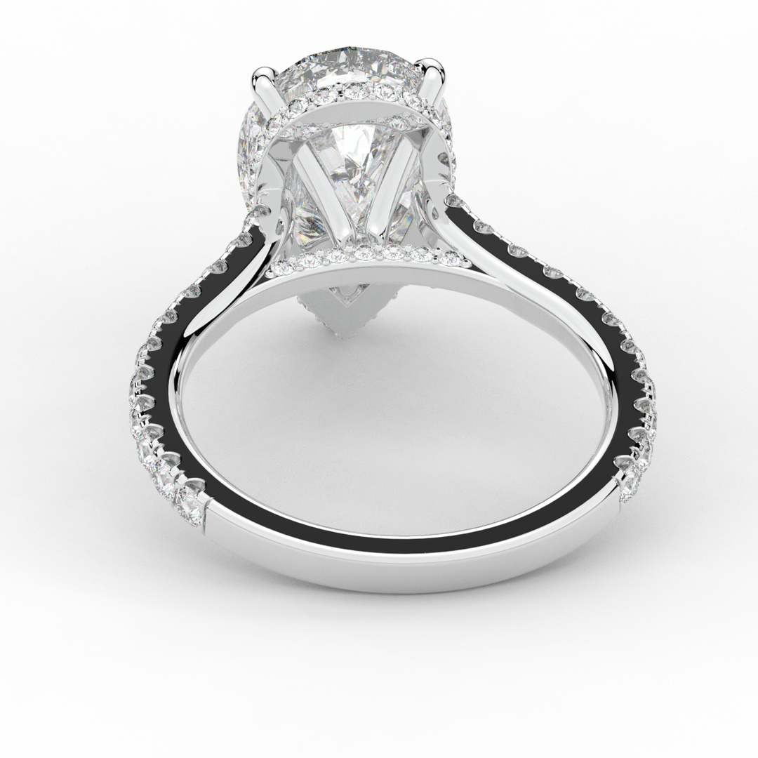 4.60CT.TW PEAR LAB DIAMOND UNDERHALO SOLITAIRE ENGAGEMENT RING