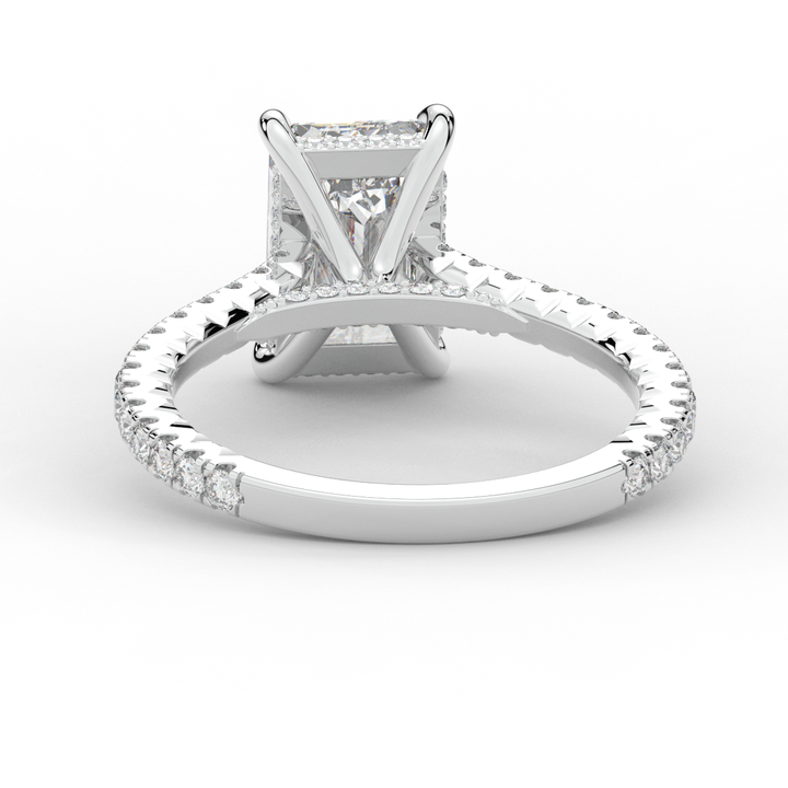 3.50CT.TW EMERALD CUT LAB DIAMOND UNDERHALO SOLITAIRE ENGAGEMENT RING