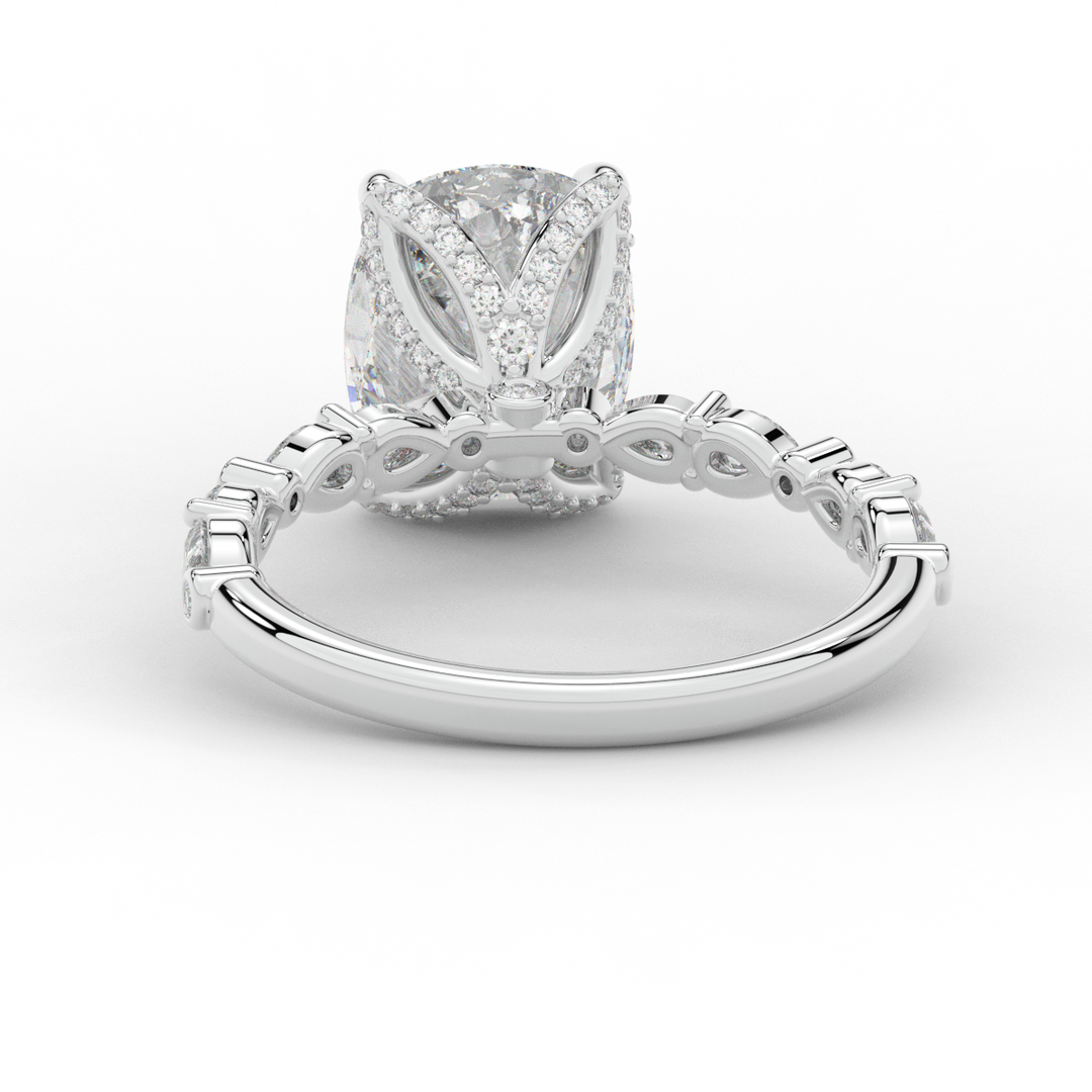 3.60CT.TW CUSHION LAB DIAMOND SOLITAIRE ENGAGEMENT RING