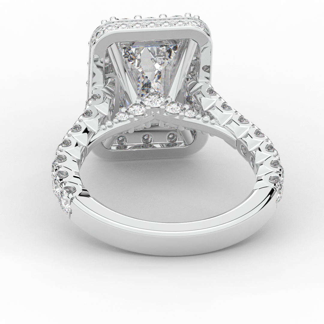 4.50CT.TW EMERALD CUT LAB DIAMOND HALO ENGAGEMENT RING