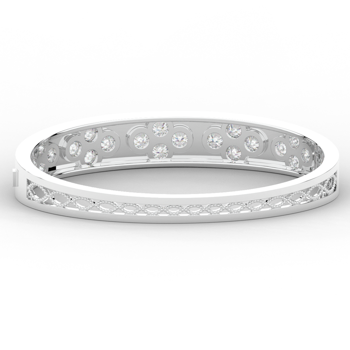 4.10CT.TW ROUND LAB DIAMOND BEZEL SET BANGLE