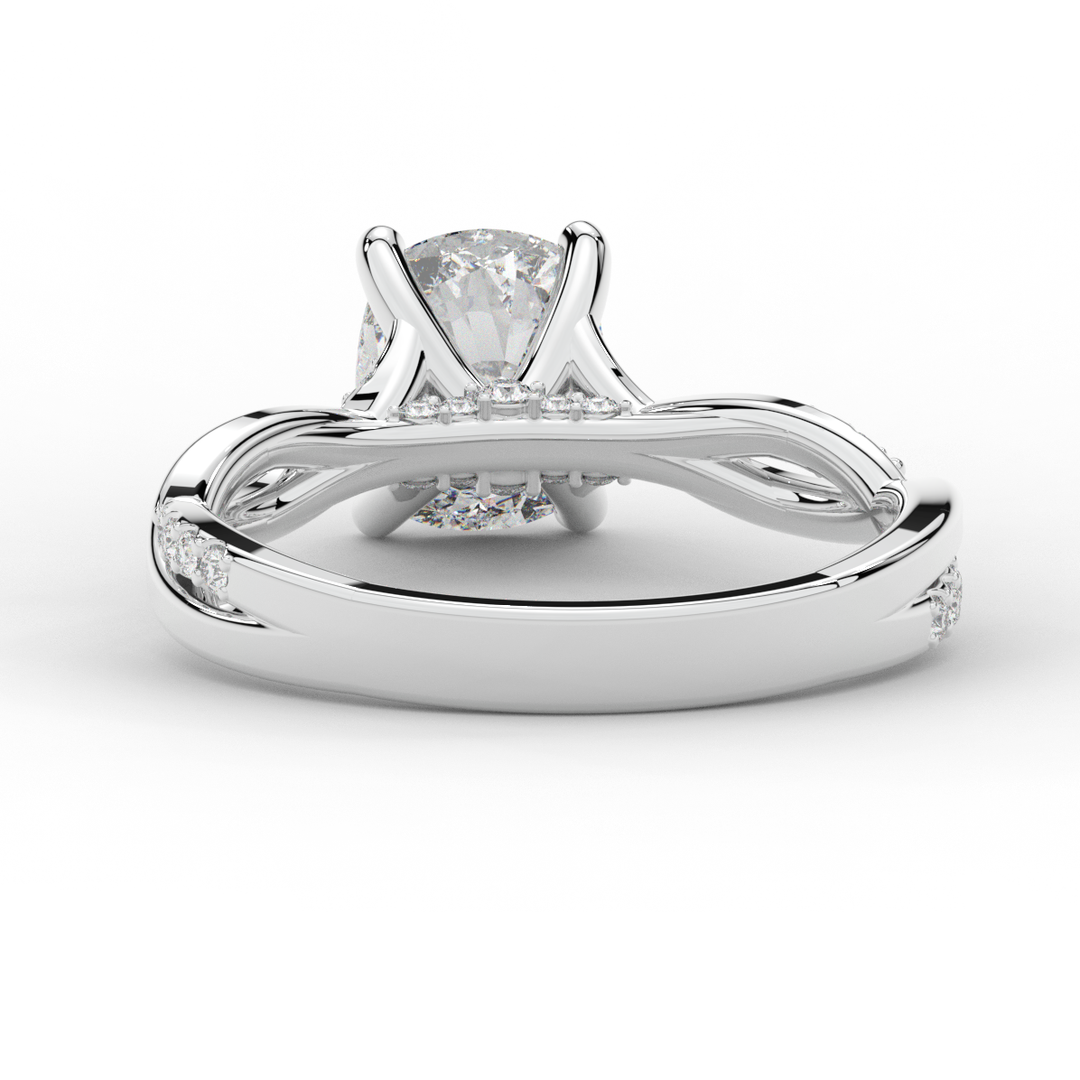 1.70CT.TW CUSHION LAB DIAMOND TWIST BAND ENGAGEMENT RING