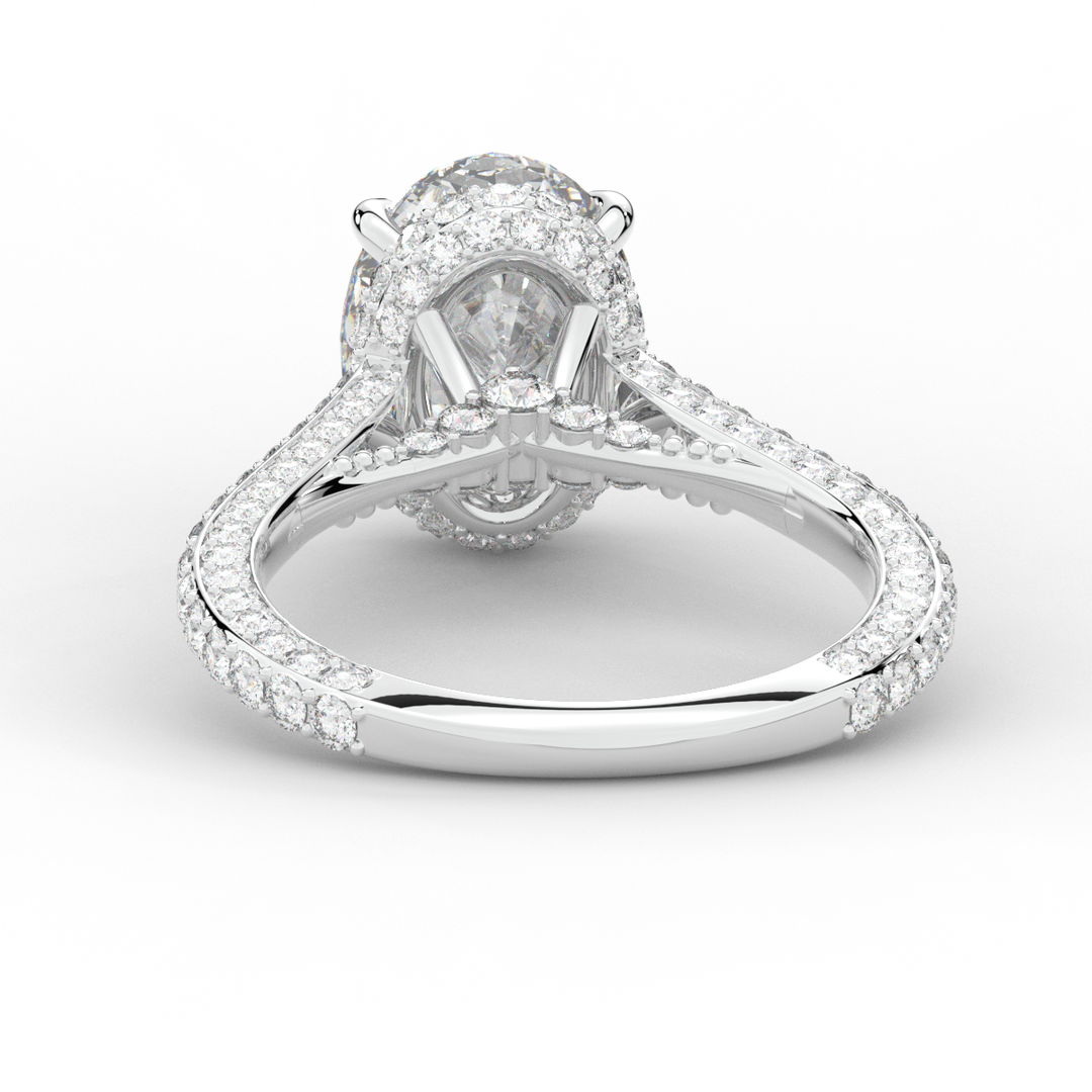 4.00CT.TW OVAL LAB DIAMOND UNDERHALO SOLITAIRE ENGAGEMENT RING