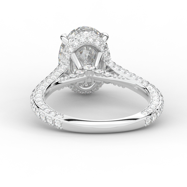 4.00CT.TW OVAL LAB DIAMOND UNDERHALO SOLITAIRE ENGAGEMENT RING