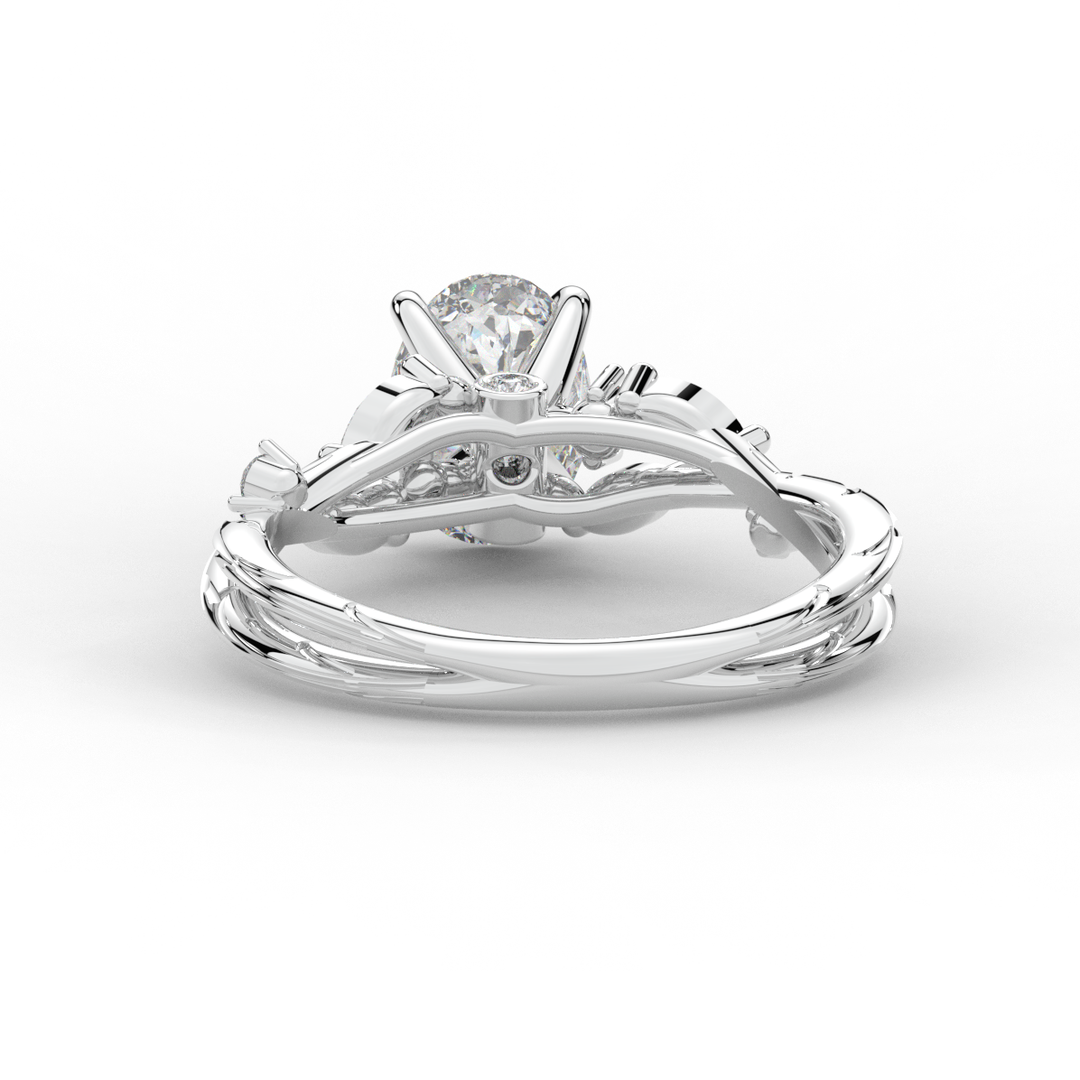 1.75CT.TW OVAL LAB DIAMOND STYLIZED VINE AND TREE BARK FINISH ENGAGEMENT RING - Nazarelle