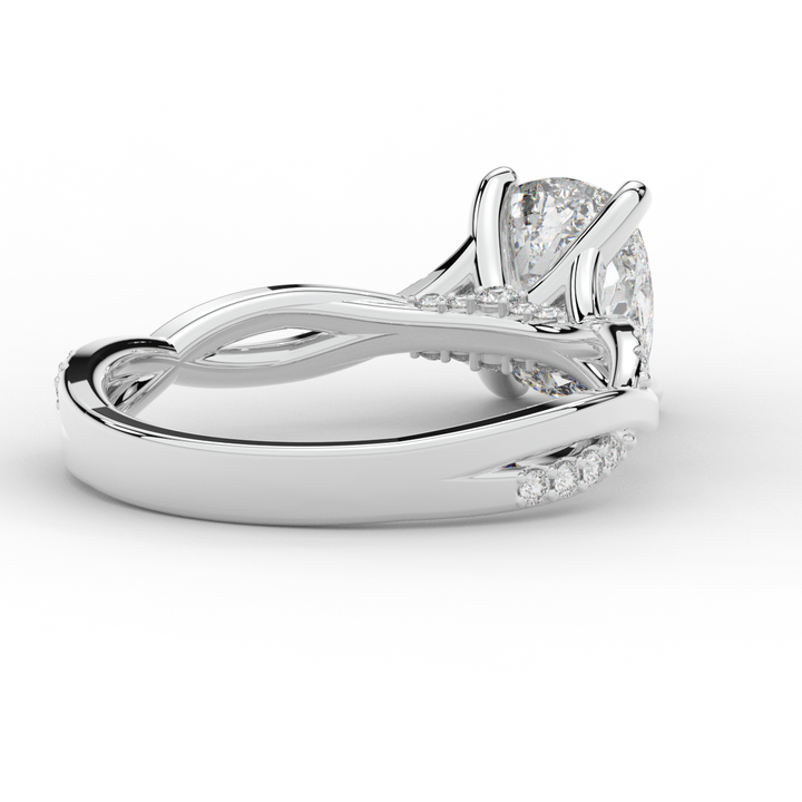 1.70CT.TW CUSHION LAB DIAMOND TWIST BAND ENGAGEMENT RING