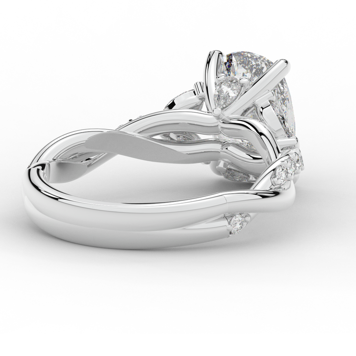 2.40CT.TW CUSHION LAB DIAMOND TWIST BAND ENGAGEMENT RING