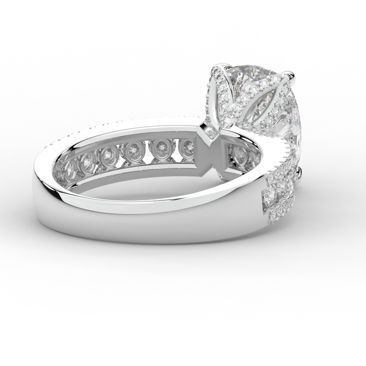 3.95CT.TW CUSHION LAB DIAMOND SOLITAIRE ENGAGEMENT RING