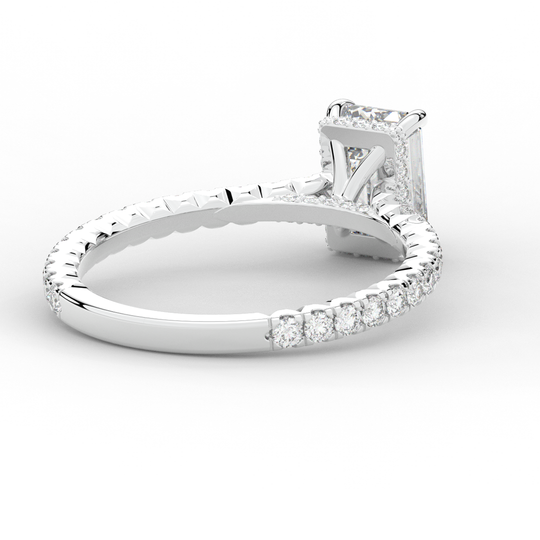 2.10CT.TW EMERALD CUT LAB DIAMOND UNDERHALO SOLITAIRE ENGAGEMENT RING