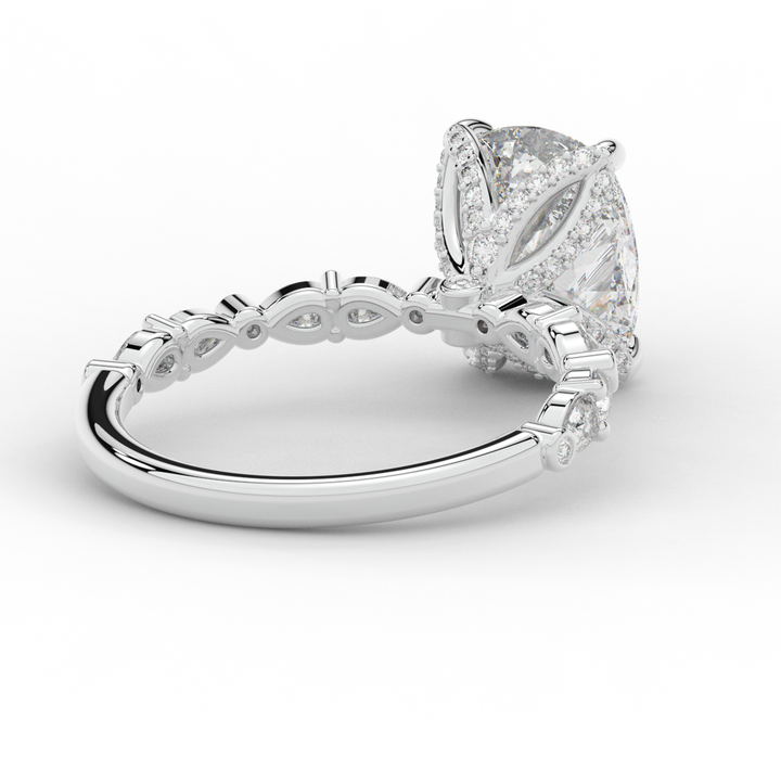 3.60CT.TW CUSHION LAB DIAMOND SOLITAIRE ENGAGEMENT RING